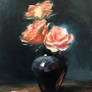 Peach roses in a vase