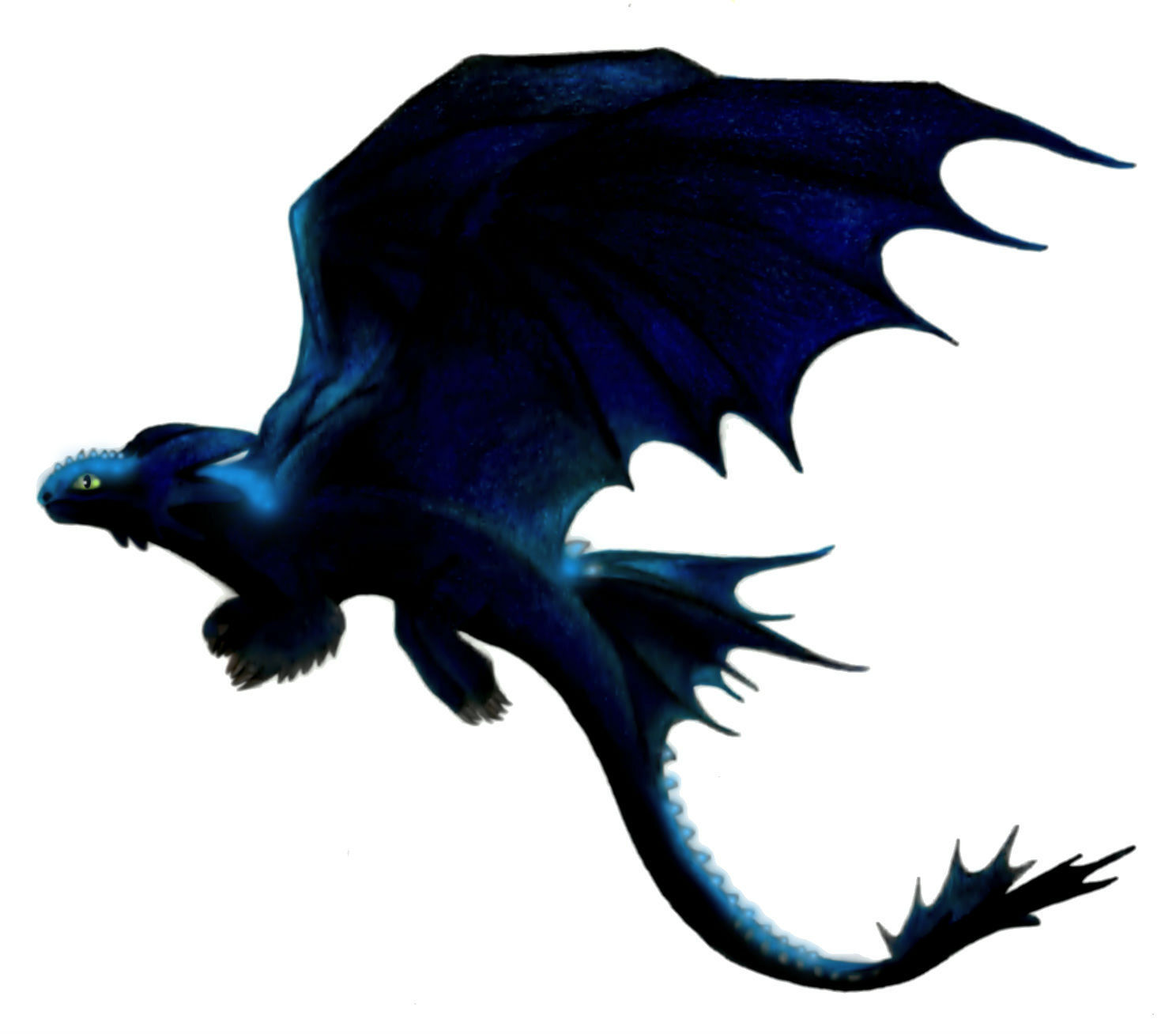 blue glowing night fury