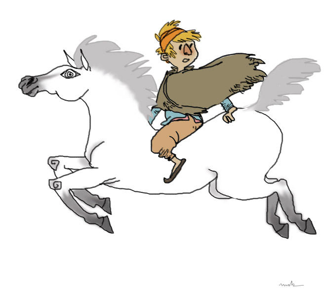 Shasta and Bree riding through the desert