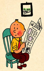 Tintin reads a newspaper by mr-von-ungarn