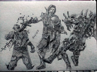 drawing of middle earth: shadow of mordor