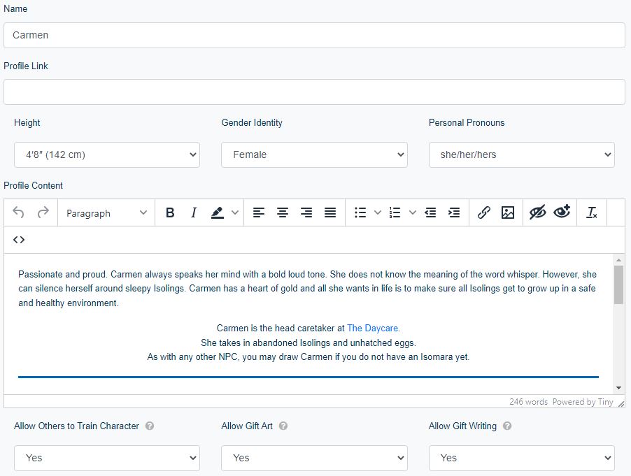 CharaEditProfile by SlayersStronghold