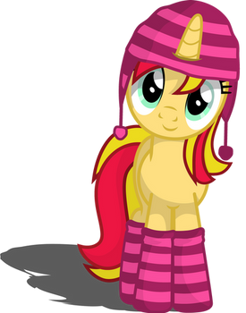 Sunset Shimmer in a hat and socks