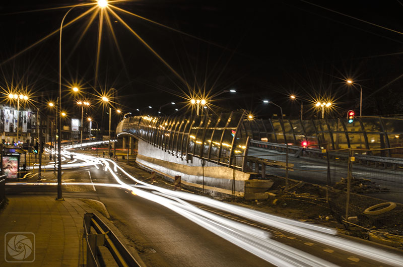 Busy street by night