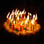 Birthday Cake with Lit Candles