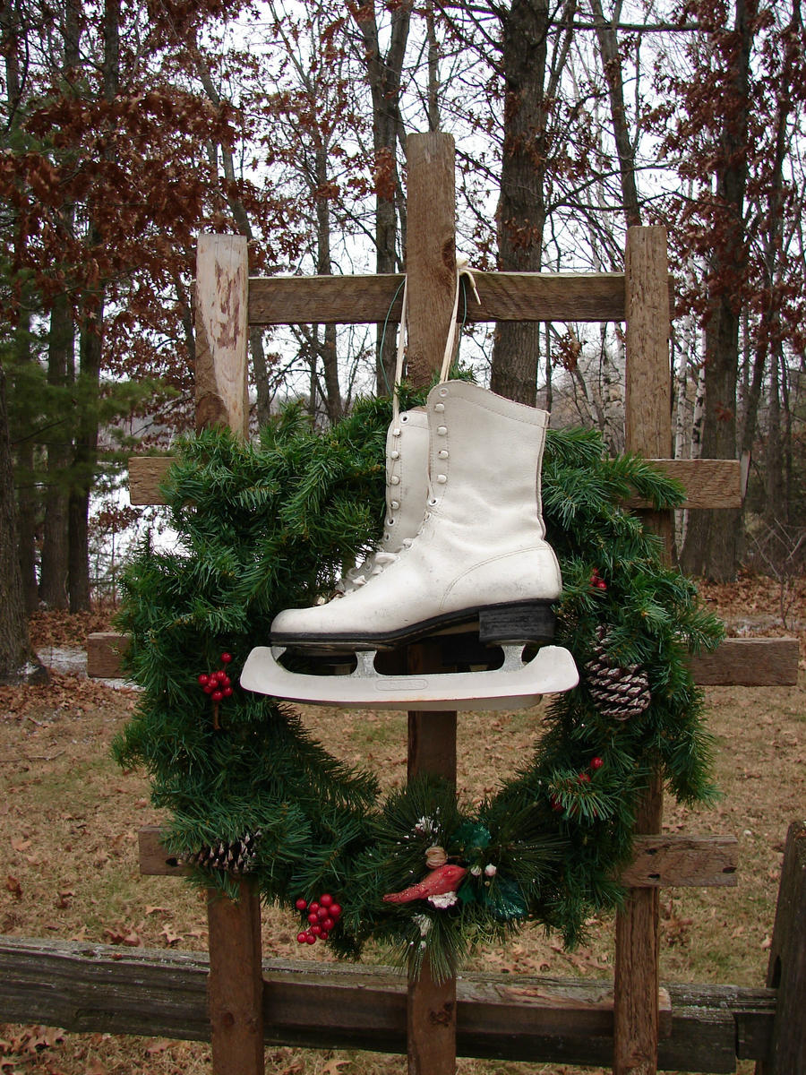 Ice Skates Christmas Wreath