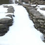 Stone Path Uphill in Snow