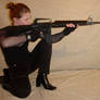 Jodi Aiming Rifle Crouching