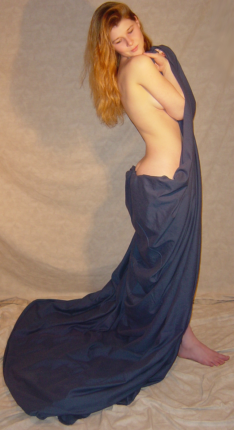 Jodi Dark Blue Drape Pose 8