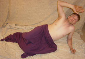 Grey Draped Merman Pose 2