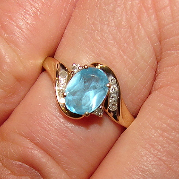 Blue Topaz + Diamond Ring