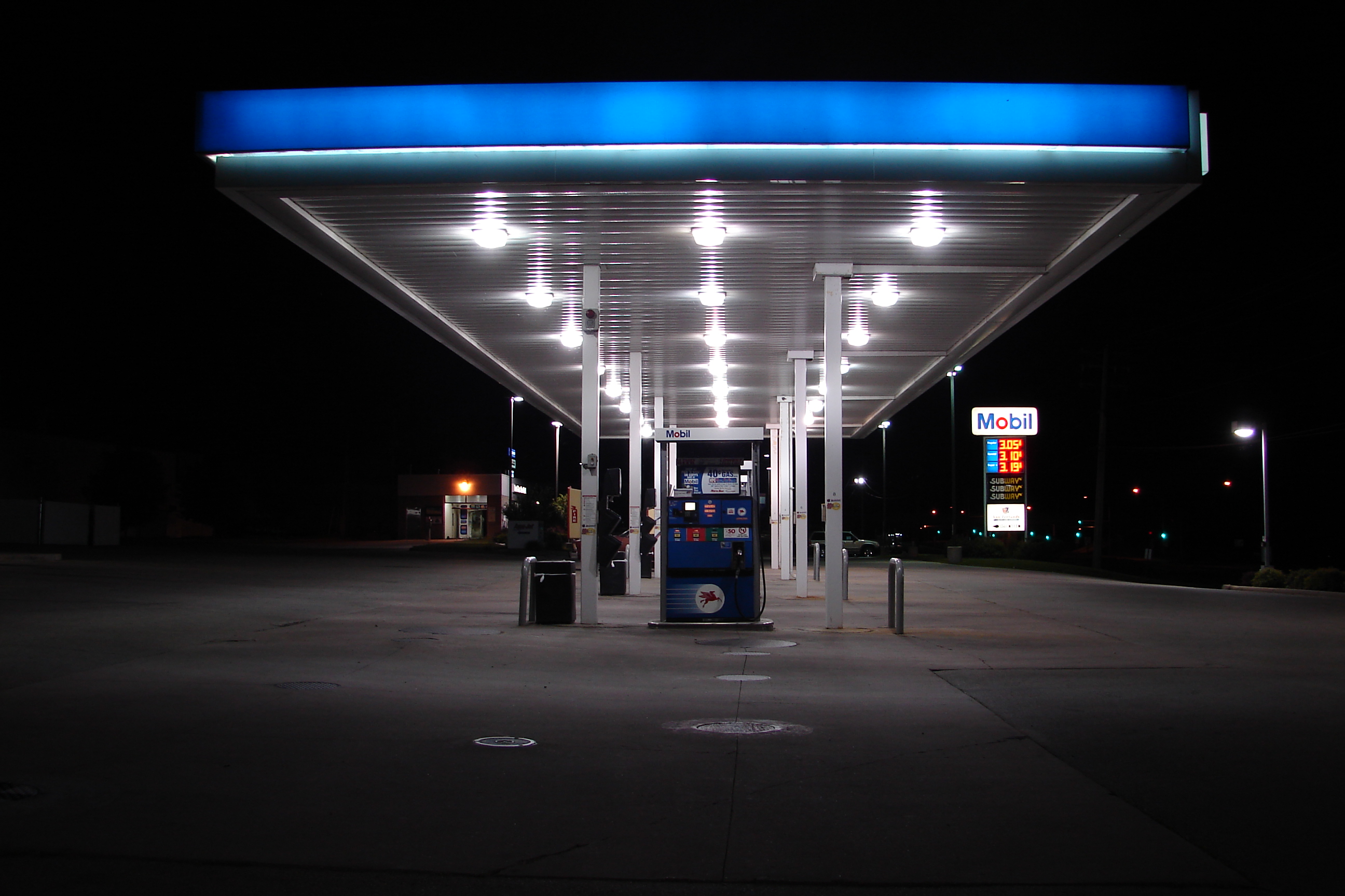 Gas Station Pumps at Night 2