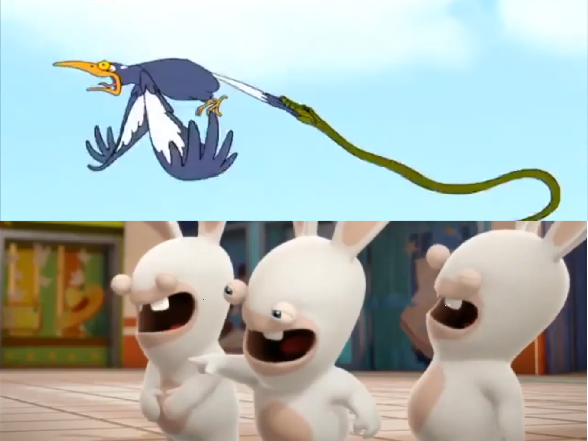 Rabbids laughing of currawong bitten by a snake by Elephantdevinart on ...