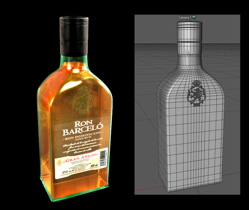 barcelo bottle and wireferame