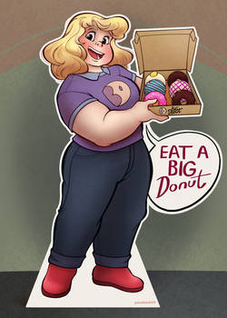 Sadie Big Donut cardboard ad [COMMISSION]