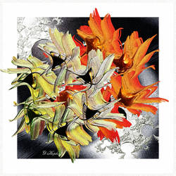 A arrangement of leaves and grasses