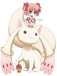 Chibi Madoka and Kyubey