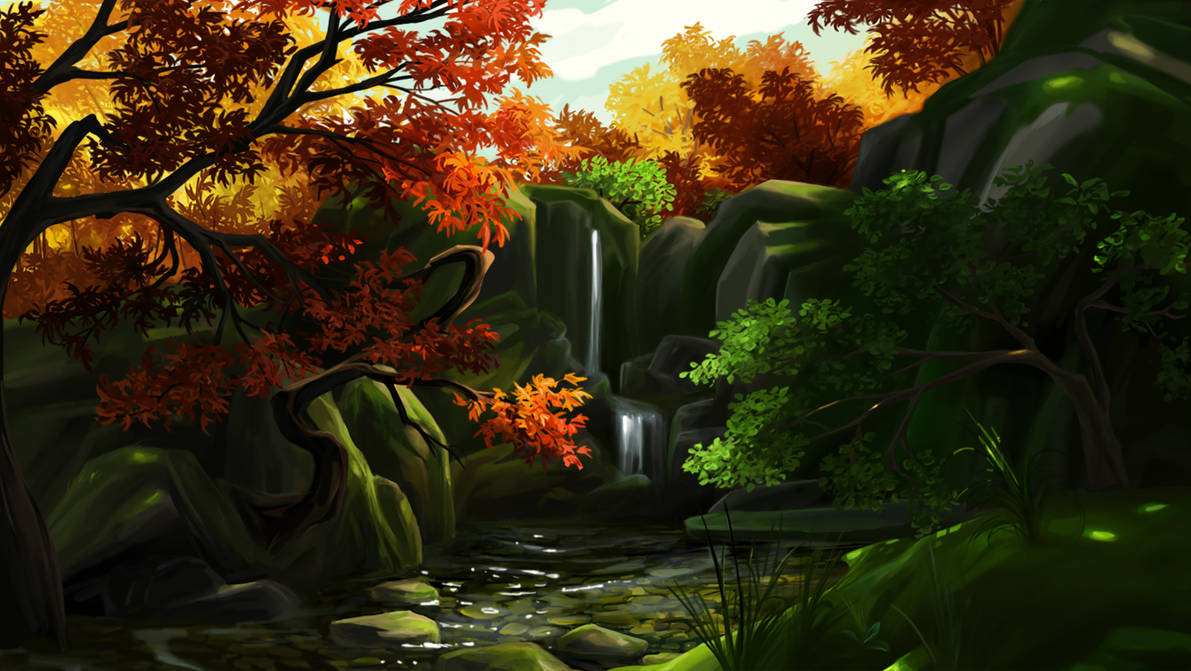 Deviantart Fall Fall Waterfall by EmilysArtStudio on DeviantArt