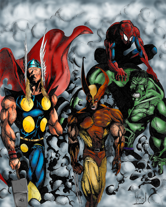 Thor Wolverine Spider-man Hulk by JoseDom on DeviantArt