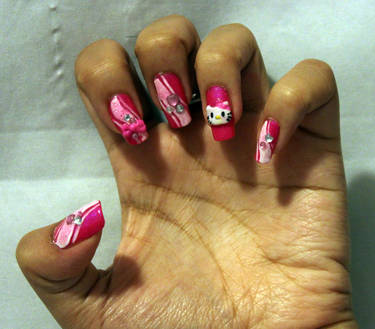 Hello Kitty Nail Art (attempt at 3Tanja's work)