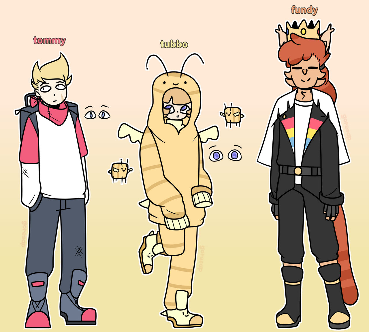 finished more dsmp c! character Designs :) (Tubbo/Fundy/Dream/Foolish) :  r/dreamsmp