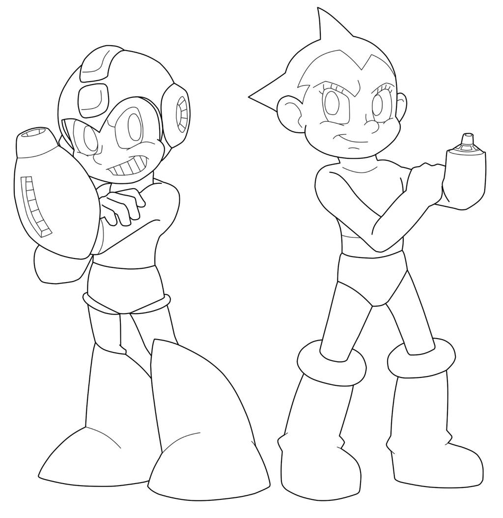 Mega Man and Astro Boy WIP