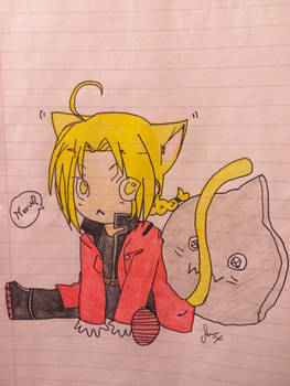 Neko Edward Elric w/ Alphonse plushie