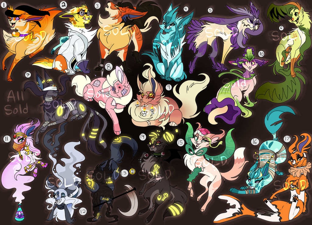 My Halloween-themed Eeveelutions for this year : r/pokemon