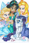 Rarity, Elsa, Aurora and Jasmine