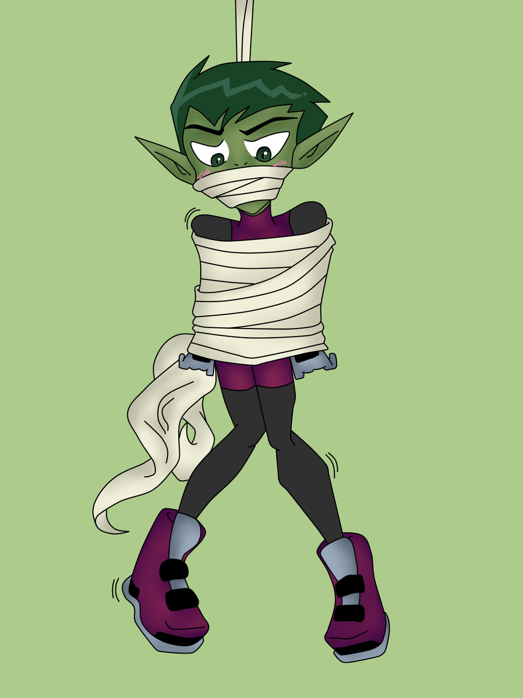 Beast Boy tied up