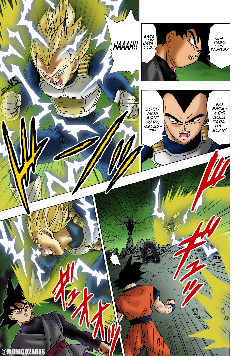 GOKU BLACK SSJ 2 VS VEGETA SSJ BLUE!! Manga colored by me