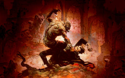 Frazetta Wolfman vs Dracula