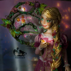 Rapunzel and the lantern scene - polymer clay figu