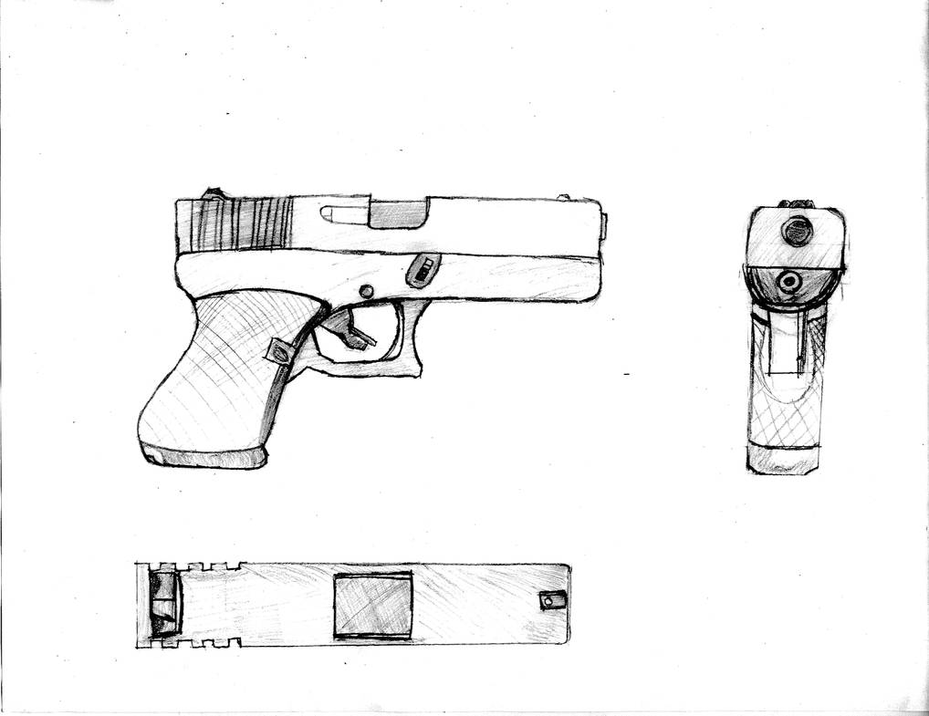 Glock Draw glock 17 side,top,front drawing by wingofunny on DeviantArt