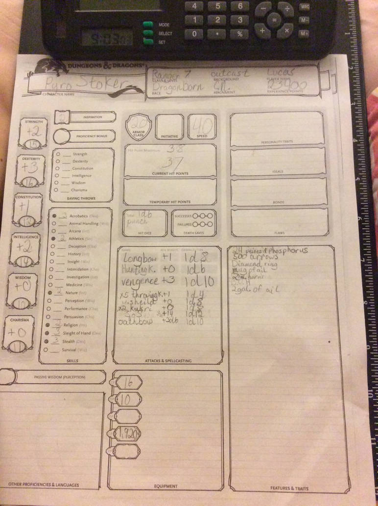 Dd Pages My DD character sheet by Constrict0r12 on DeviantArt