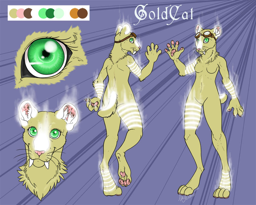 Golden Fursona Ref Sheet Glowing!