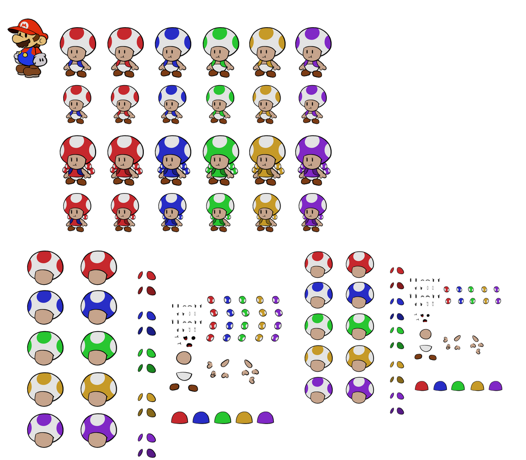Toad Variations Mario Toads (Paper Mario-Style) by DerekminyA on DeviantArt