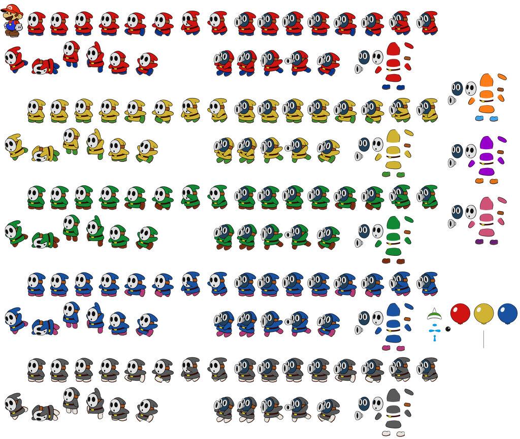 Shy Guy and Snifit (Paper Mario CS Style) by DerekminyA on DeviantArt
