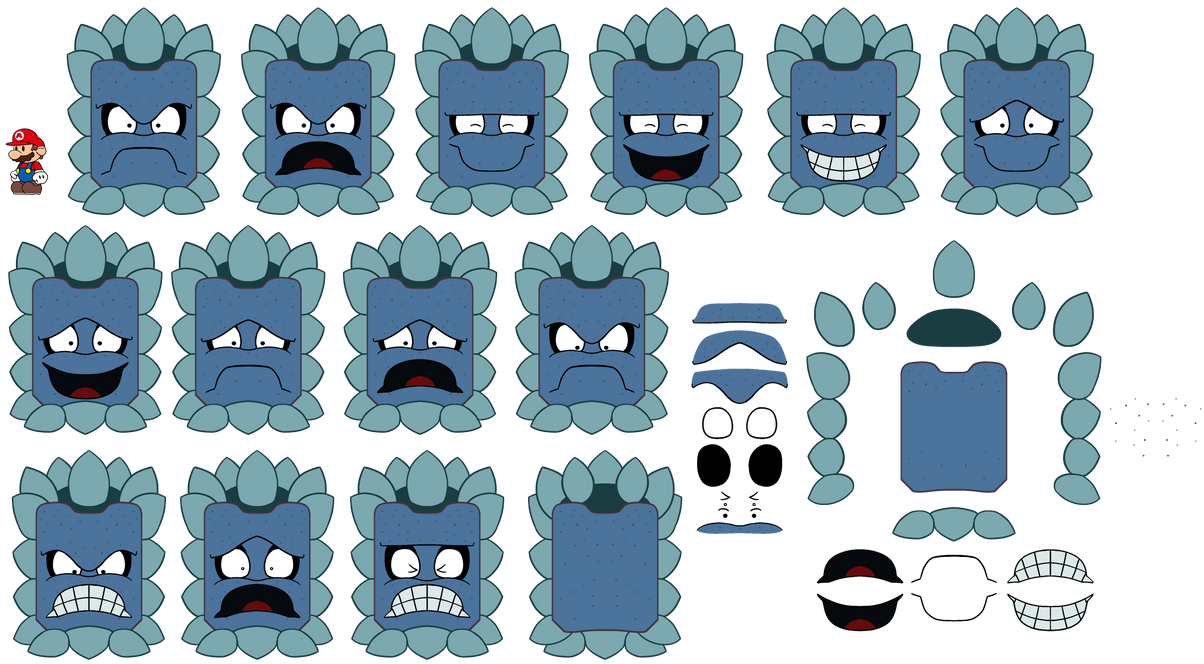 Thwomp (Paper Mario-Style, Classic) by DerekminyA on DeviantArt