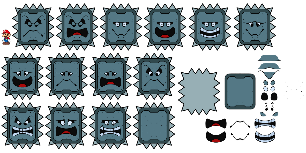Thwomp (Paper Mario-Style, Modern) by DerekminyA on DeviantArt
