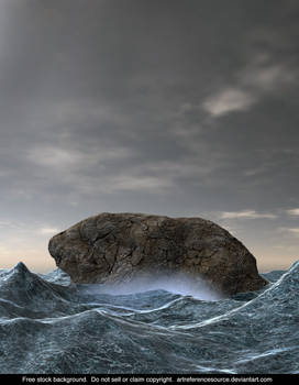 Free Stock Background:  Rock in Rough Ocean