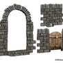 Stock: Stone wall and arch PNG