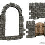Stock:  Stone wall and arch PNG