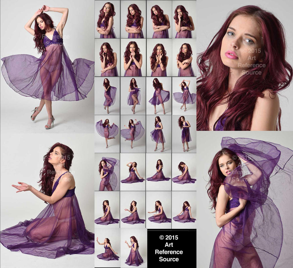 Stock:  Expressive Photos of April in Purple Dress