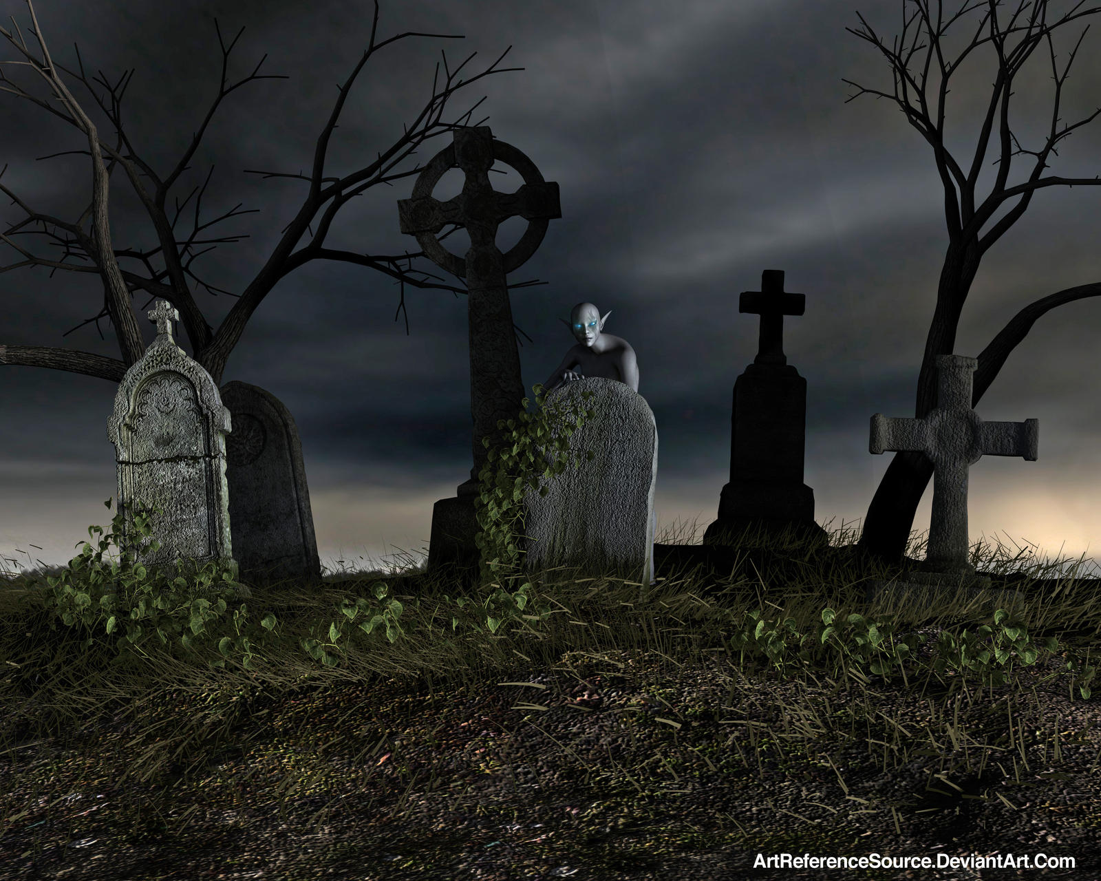 Free Stock Background:  Creepy Cemetery