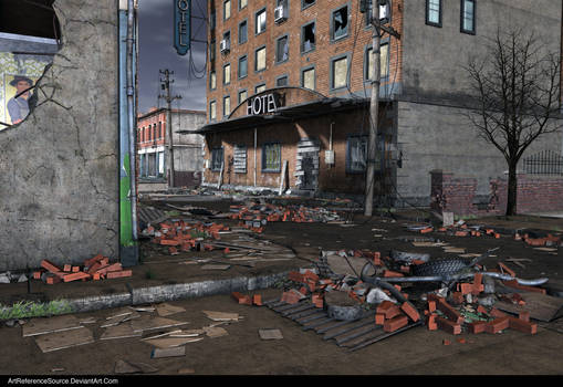 Stock:  Destroyed Town Background