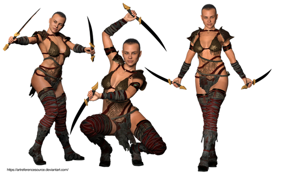 Free Stock PNG:  Warrior in three poses