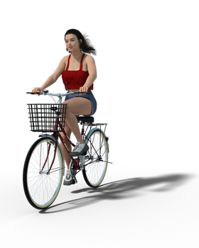 Free Stock PNG:  Girl on bike 3D render