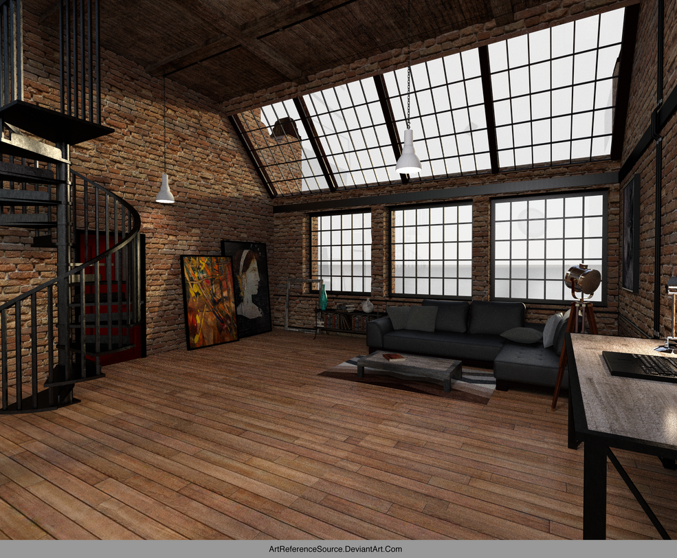 Free Stock Background: Industrial Style Loft by ArtReferenceSource on ...
