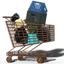 Free Stock PNG:  Shopping cart filled with junk